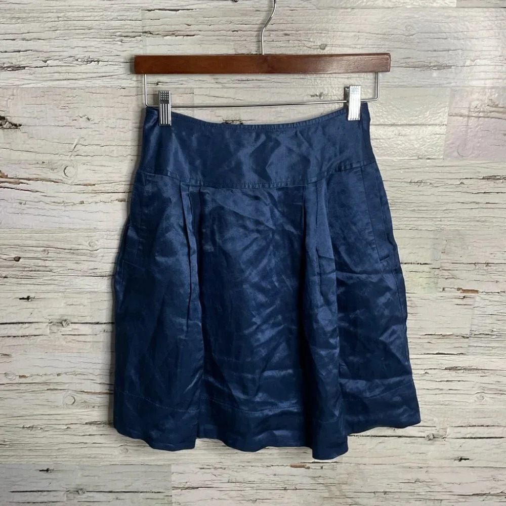 Cue made in Australia blue a-line skirt with pockets and bow size 6 pockets